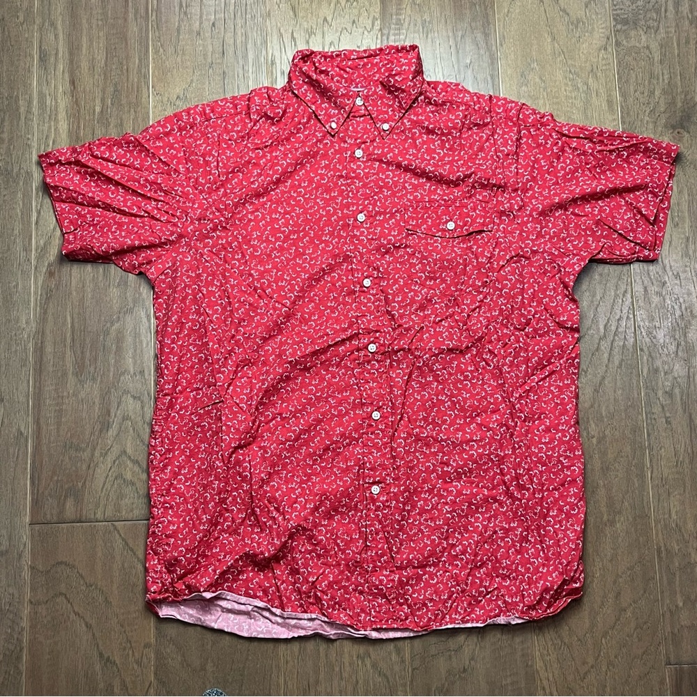 Cremieux Red Short Sleeve Button-Up – Size Large
